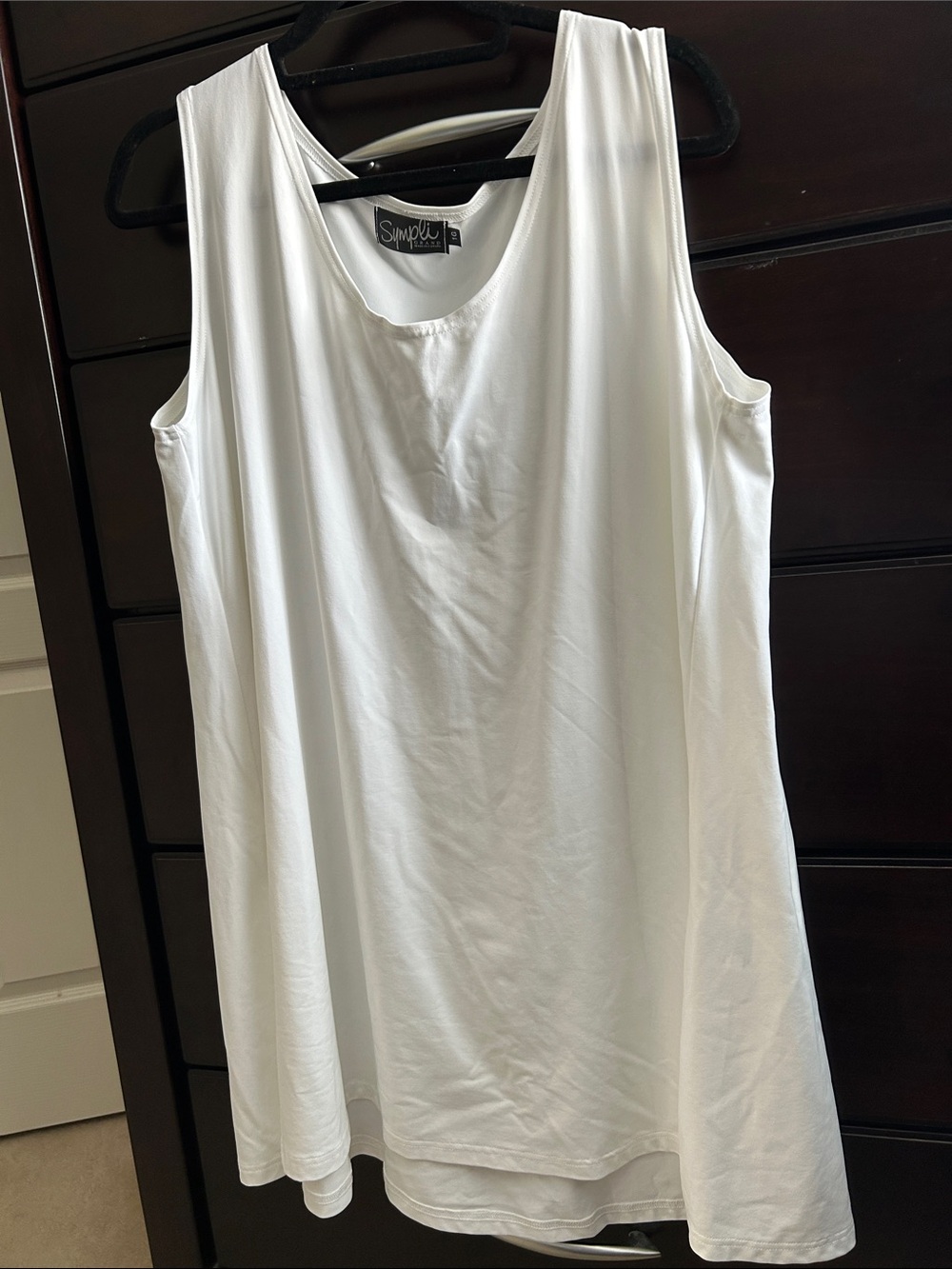Sympli White Scoop Neck Sleeveless Top